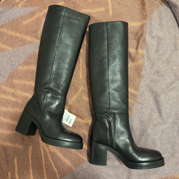 ZARA GENUINE LEATHER HEELED KNEE HIGH BOOTS size 6.5 - Picture 5 of 9